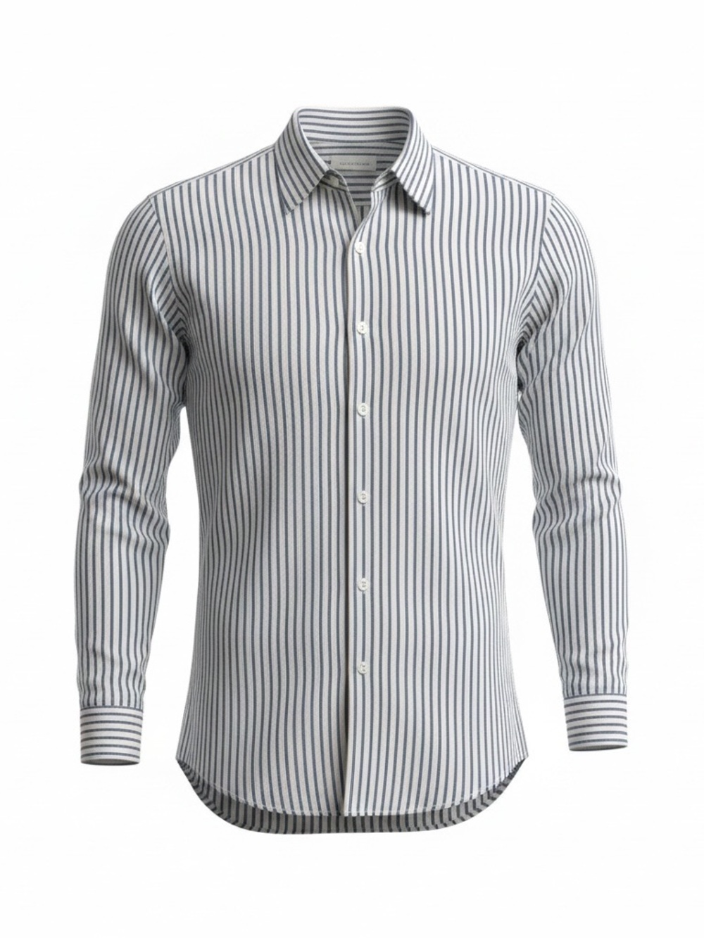 Geoffrey Beene White Shirt with Navy Stripes
